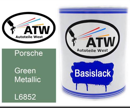 Porsche, Green Metallic, L6852: 1L Lackdose, von ATW Autoteile West.